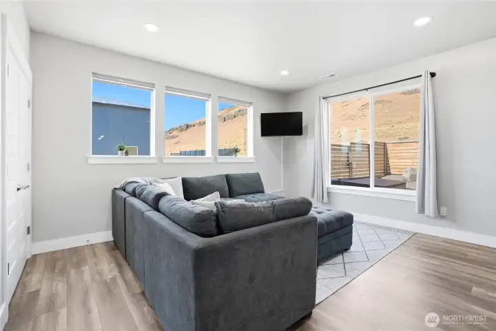 Living room facing backyard