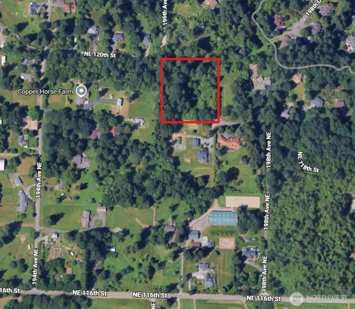 Overhead view of approximate property boundary