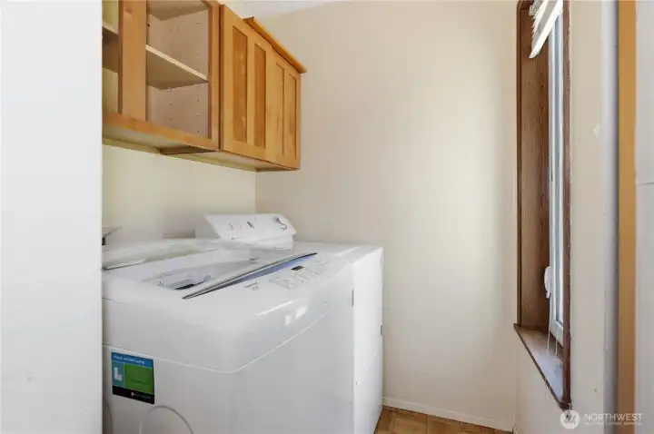 Laundry holds full size machines. Laundry holds full size machines.