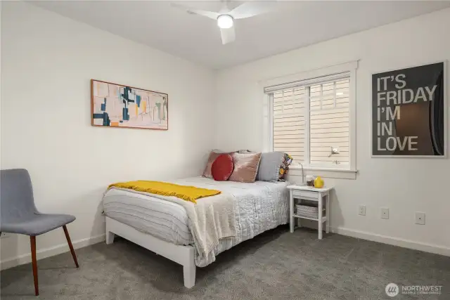 The first of two bedrooms with no party wall and a nice sized closet.