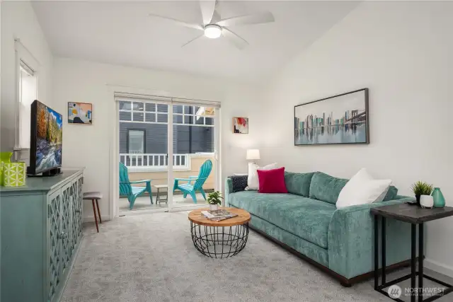 Tucked on the non-street side of the building, you will love the vaulted ceilings and versatile floorplan with a southern facing deck.