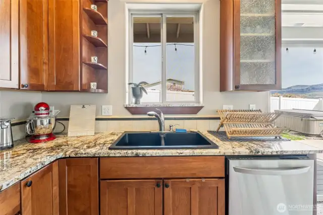Granite countertops in kitchen