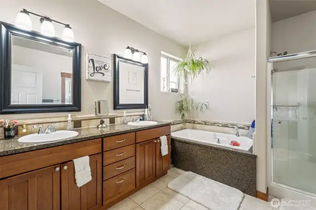 primary bathroom- soaking tub and step in shower