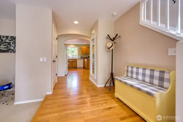 Gleaming hardwood entry.