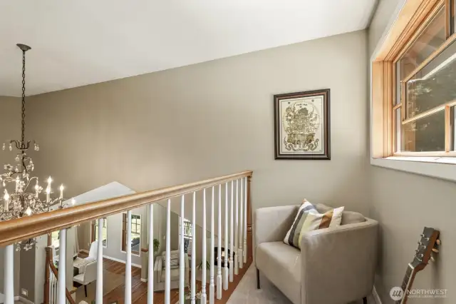 Charming Juliet balcony off the bedroom that overlooks the foyer and main living space.