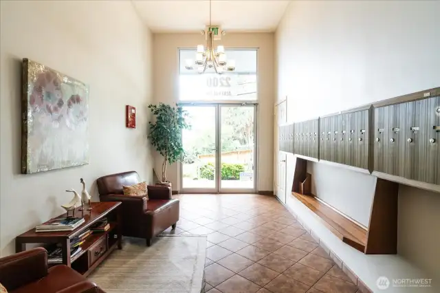 Nicely-appointed lobby with locking mailboxes and elevator for added convenience