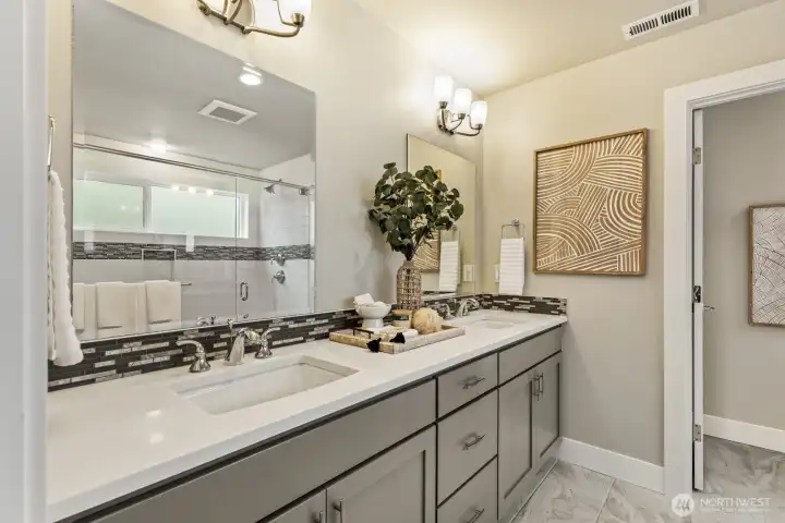 Luxurious spa-inspired primary bath with premium finishes