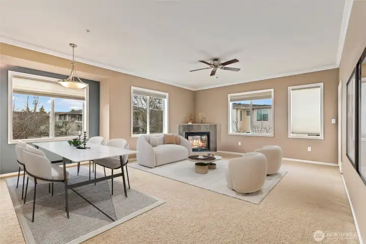 Barely lived in and all day natural light with spacious kitchen, dining and living room.  Excellent Schools.