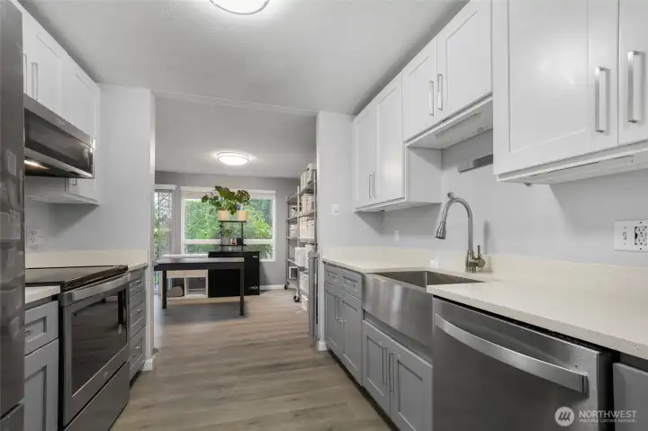 Updated kitchen with quartz countertops and new cabinets