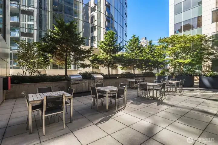 Outdoor seating and grills