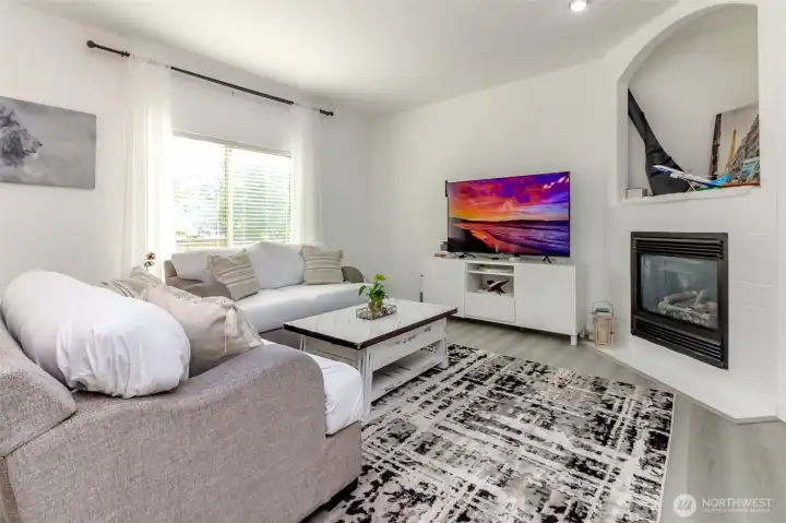 Living area with gas fireplace