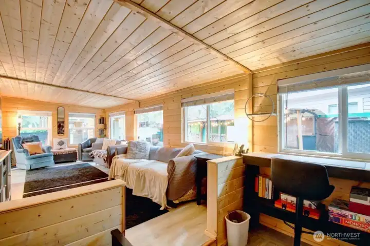 Desk space and living area