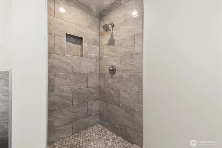 Primary luxurious Shower stone floor, brilliant marble look tiles