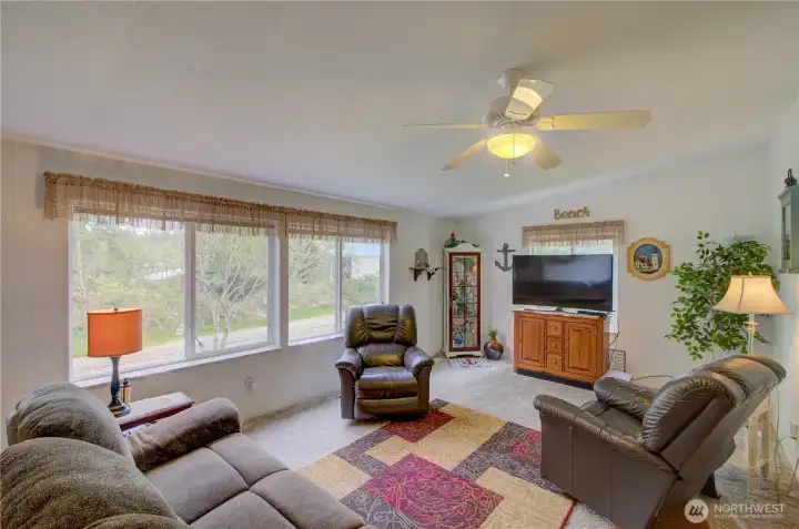 Living room from kitchen/dining area.