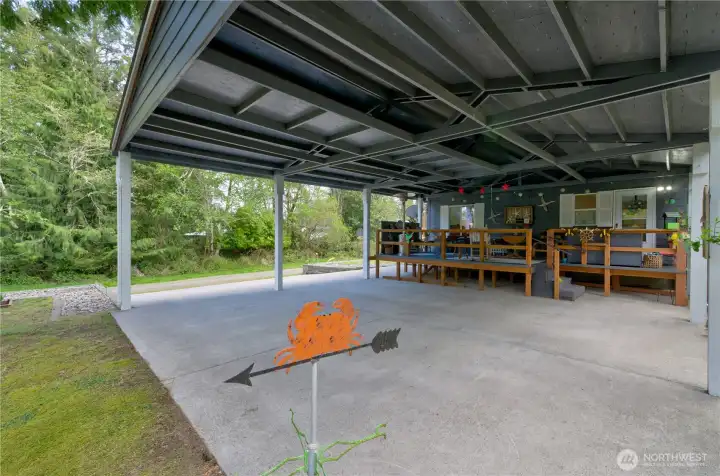Another view of carport with deck.
