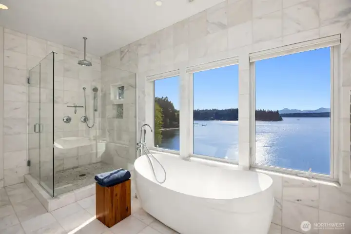 The primary bath is truly a spa. The large freestanding soaking tub is your escape to enjoy. The primary bath is truly a spa. The large freestanding soaking tub is your escape to enjoy.