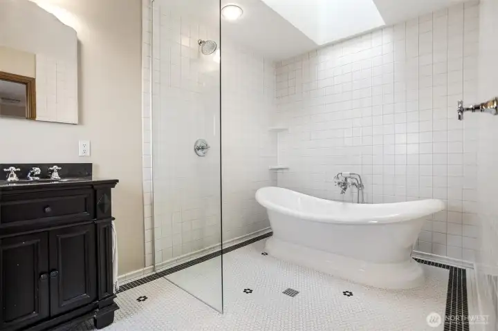 The wet room in the primary bath.