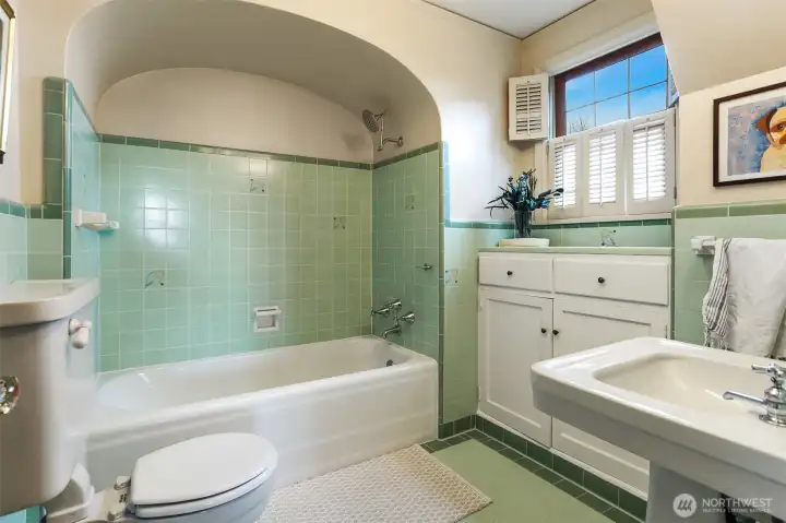 The original tile in this upstairs bathroom.