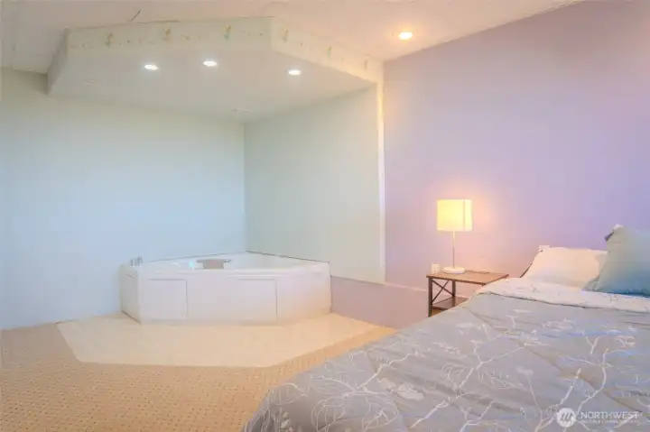 Downstairs bedroom with garden tub