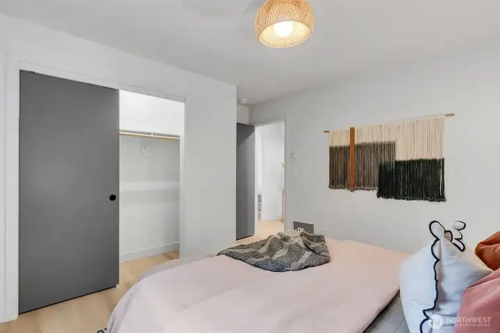 Generously sized bedrooms and spacious closet emphasizes clean lines and efficiency. Generously sized bedrooms and spacious closet emphasizes clean lines and efficiency.