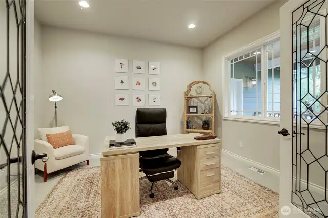 Main level office with beautiful French doors