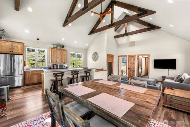 ADU. Additional dwelling above detached 2 car garage, views, vaulted ceilings and rustic beams