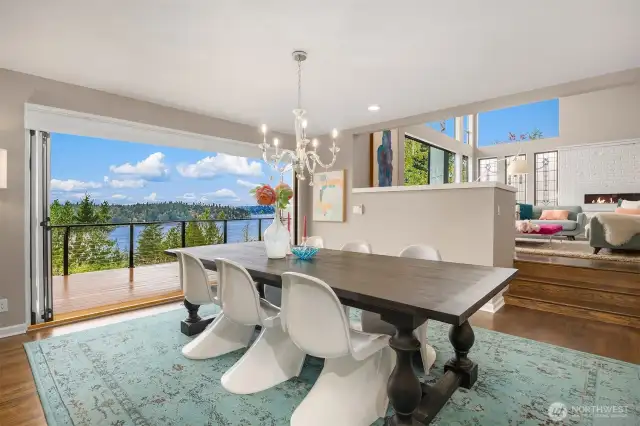 Step from the living room to the adjacent dining room with its seamless flow.