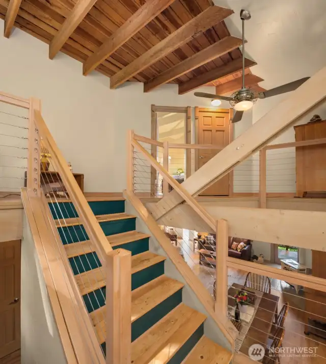 Stair treads and landing are made from Big Leaf Maple