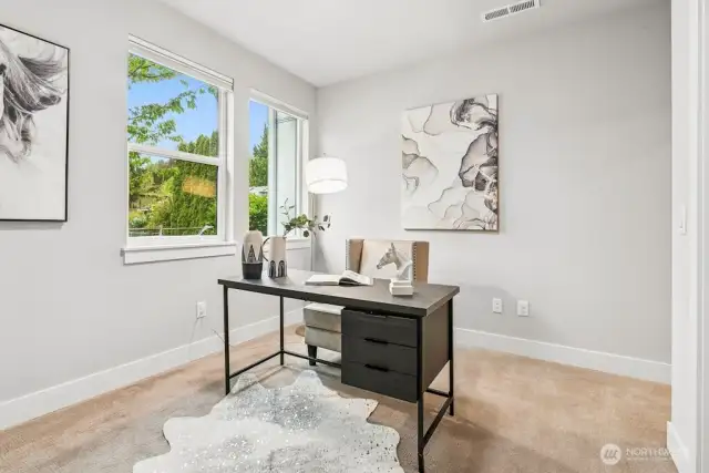 lower floor bedroom with closet, office or workout space