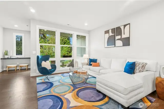 Floor to ceiling windows for lots of light and nice outlook.