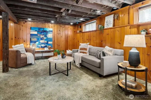 The basement rec room is the ultimate flex space.
