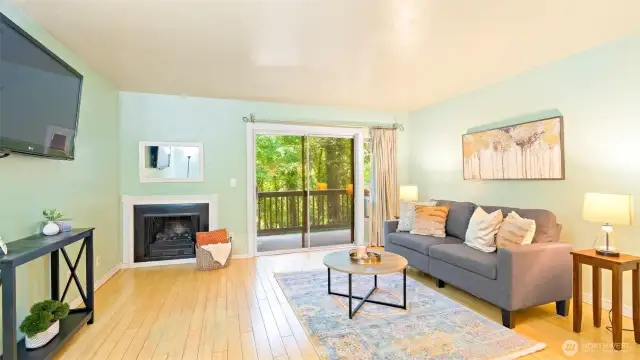 Welcome Home to National Ave #3! This spacious lower-level unit overlooks a beautiful forested backdrop. Interior features include custom paint selections and a true wood-burning fireplace with an elegant, heat-producing insert - perfect for cozy evenings at home.