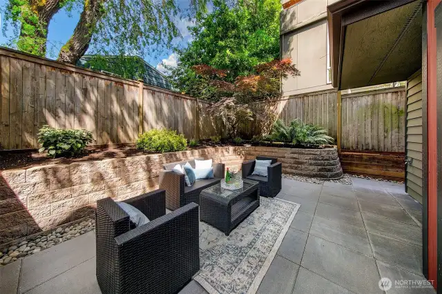 Bedroom opens onto a private back patio area