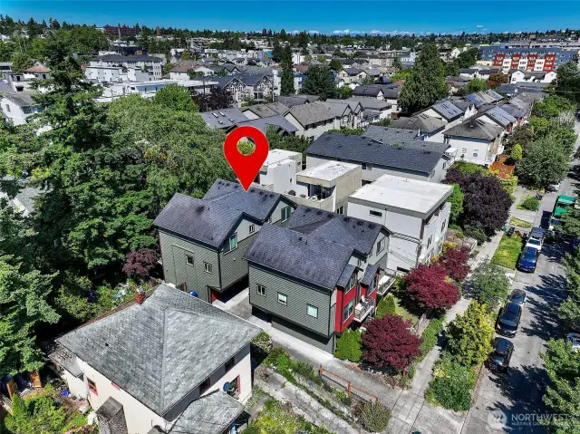 Tucked back from the street, this townhome is private and on a quiet street