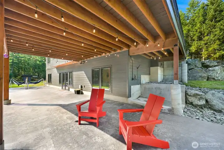 Lower patio and newly added outdoor shower