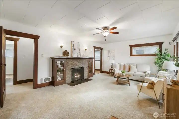 Wood wrapped windows & new carpet