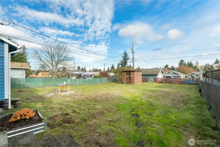 Large backyard perfect for starting a garden