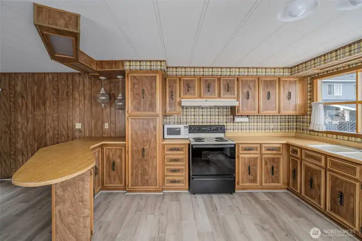 Kitchen with large window over sink