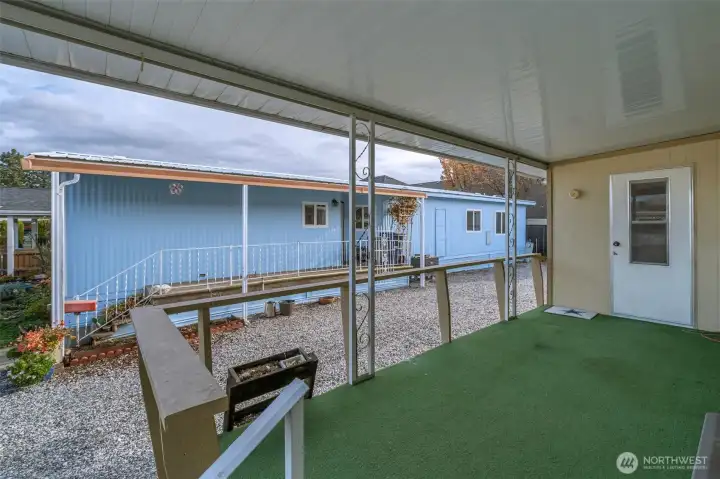 Storage room off of covered deck