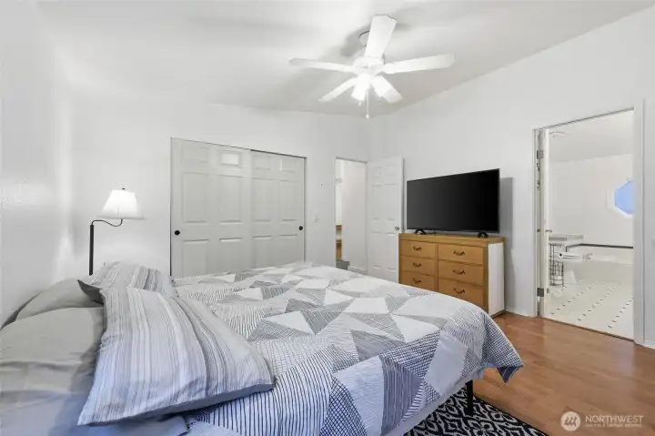 Primary bedroom showing king sized bed
