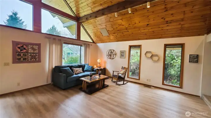 Sun drenched great room facing west