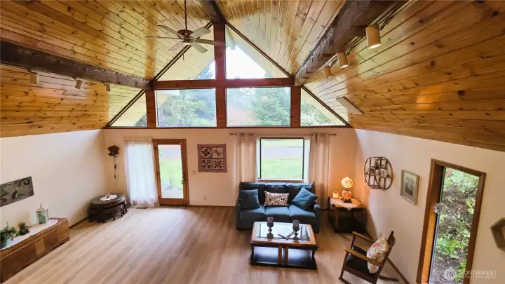 Sun drenched great room facing west