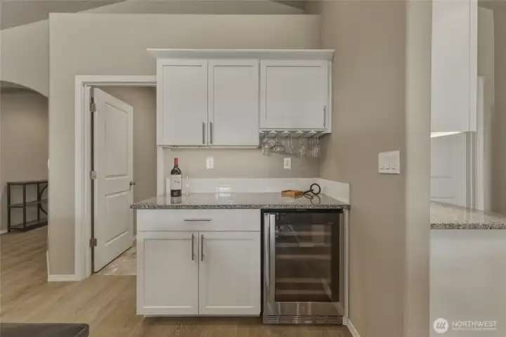 Wine Refrigerator & Bar Area