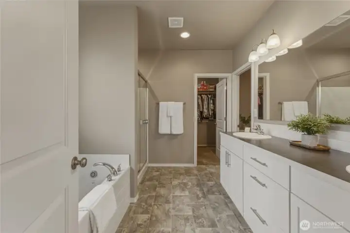 Primary Bathroom with separate Water Closet and Walk-in Closet