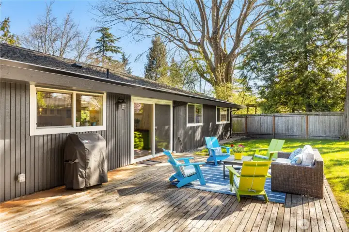 Fully Fenced Private yard is a joy all summer long.