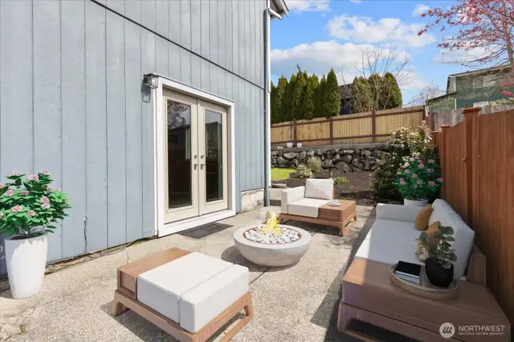 French Doors to Patio from Downstairs Living Rm.