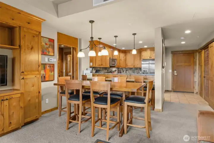 Separate dining area fits full table