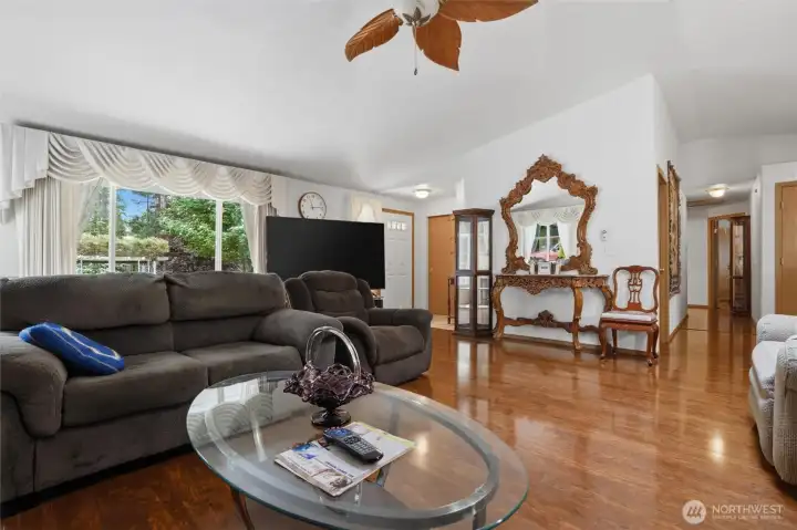 Easy care laminate throughout.