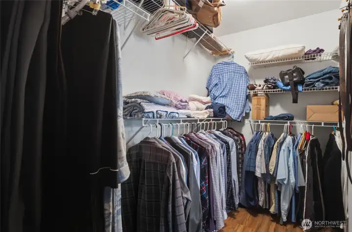 Large primary walk-in closet.