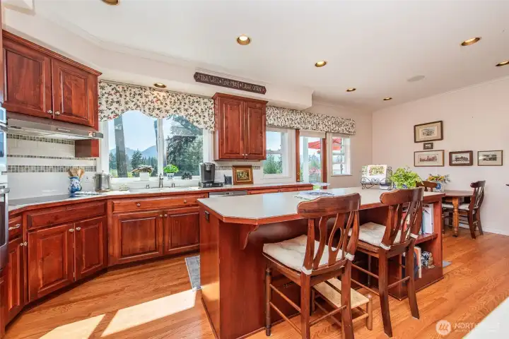 Kitchen With Large Island With Bar Space